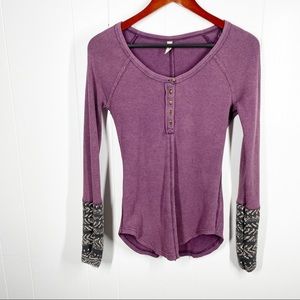 Free People Purple Thermal Top Knit Sleeves Medium